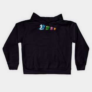 Multicolored dragons in single file Kids Hoodie